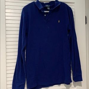 Royal blue long sleeve polo shirt